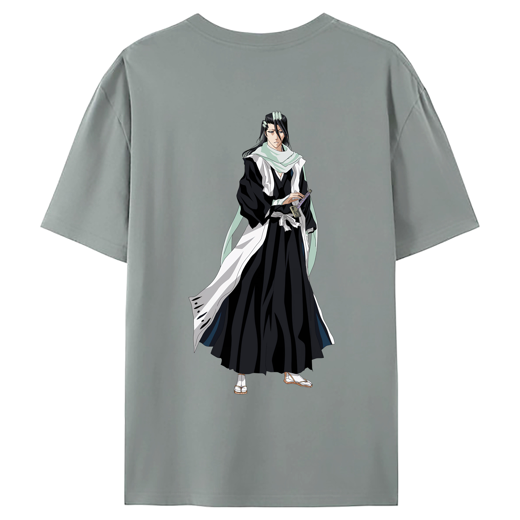 （画像用） ブリーチ くちき びゃくや BLEACH Kuchiki Byakuya 綿100％ メンズ半袖Tシャツ（バックプリント） 通気性